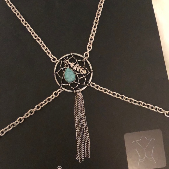 Turquoise and Feather Body Chain - Picture 2 of 4